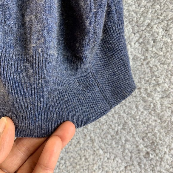 Enzo Mantovani‎ Sweater Cashmere Silk Mens Large Cable Knit Pullover Blue NEW - Picture 7 of 12